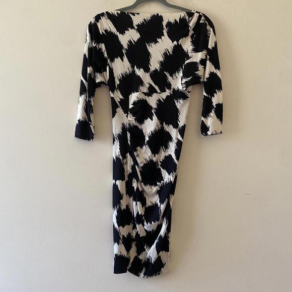 DIANE VON FURSTENBERG black and white pattern silk dress - Picture 3 of 5